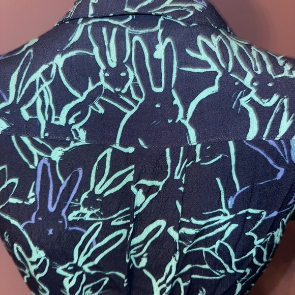 Anthropologie Maeve‎ Rabbit Prink Blue/Teal Shirt Dress, Size 00P (#88) - Picture 8 of 10